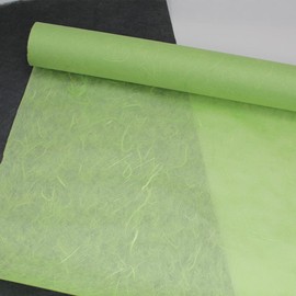 Korean Traditional Mulberry Paper, Colored Hanji Paper Roll, Natural Fiber Texture, Unyong (Light Green, 10.4" x 787.4")