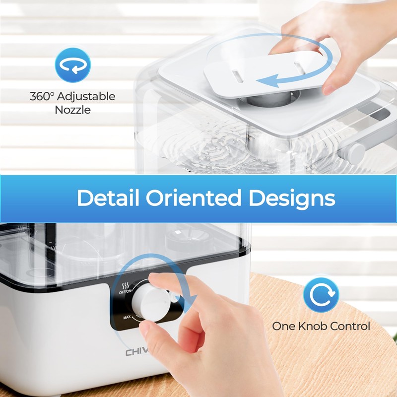 CHIVALZ Humidifiers for Bedroom, 6L Cool Mist Humidifiers for Baby