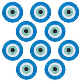 PLIGREAT 10 Pcs Evil Eye Embroidered Iron on Patches 2.17" Round Eye Applique Patch Blue Eye Repair Patches Funny Cute Iron/Sew on Patch for Clothing Jeans Hats Bags Jackets Dresses DIY Accessories