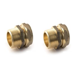 22 mm x 3/4 Compression x BSP Male - Brass Straight Adaptor Pack of 2