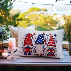 AOFANGGO Patriotic Pillow Cover 12x20 Inch National Flag Throw Pillow Cover 4th of July Pillowcase Gnomes Independece Day Decorations for Living Room Outdoor Cushion Case Rectangle