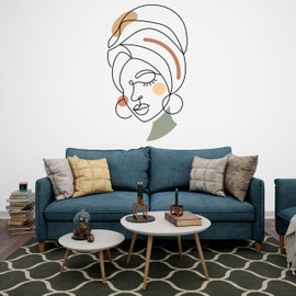 Wall Stickers Line Art Woman Face - Abstract Modern Wall Decals Peel and Stick for Living Room, Bedroom, Office - Minimalist Vinyl Decals for Walls 109LU