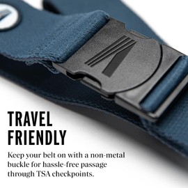 Sherpa Supply - Cinturón elástico para hombre, ideal para viajar, ligero y ajustable, hebilla de cinturón no metálica, accesorio para hombre, Azul, Talla única