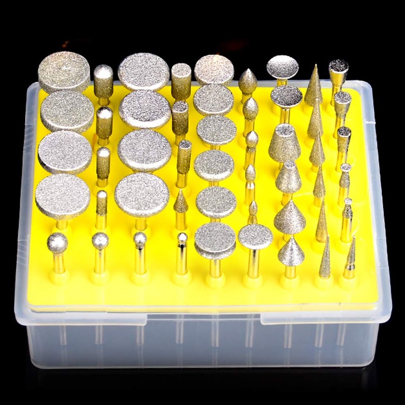 Oudtinx 50pcs Diamond Coated Grinding Head Grinding Burrs Set for