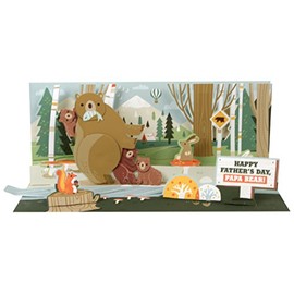 Up With Paper Pop-Up Panoramics Greeting Card - Papa Bear, Multicolor