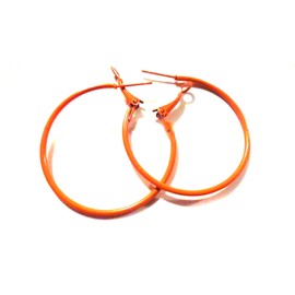 Color Hoop Earrings Simple Thin Hoop Earrings 1.5 Inch Orange Hoop Earrings