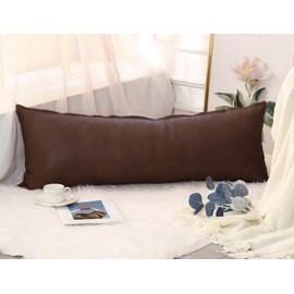 NUYECY Faux Leather Body Pillow Cover 20 x 54 Inch,Decorative Extra Long Pillow Covers Case for Bed Farmhouse Sofa Couch Livingroom,Dark Brown