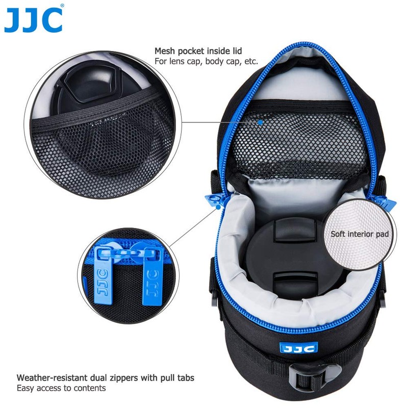 JJC Water Resistant Deluxe Lens Pouch with Shoulder Strap fits