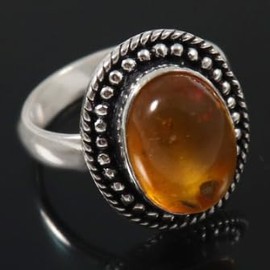 JEWELSTREZORO LabCreated Amber Edelstein-Bandring für Herren und Damen, alle Größen, 925er-Sterlingsilber, handgefertigter Geschenkartikel, Schmuck TSR197I_69 (22.0)