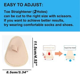 Mcvcoyh Adjustable 2 Loops Toe Splint, Hammer Toe Straightener with Cushion for Toe Claw, Curled & Crooked Toes - Support Guard Protector for Pre Post Surgery Broken Overlapping Toes