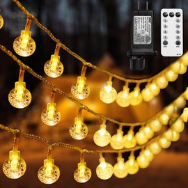 BAILONGJU Globe String Lights 49.2 Feet 100 LED, Plug in Crystal Fairy String Lights with Remote Timer, 8 Modes Indoor Outdoor Hanging Globe Lights for Wedding Bedroom Classroom Patio Garden