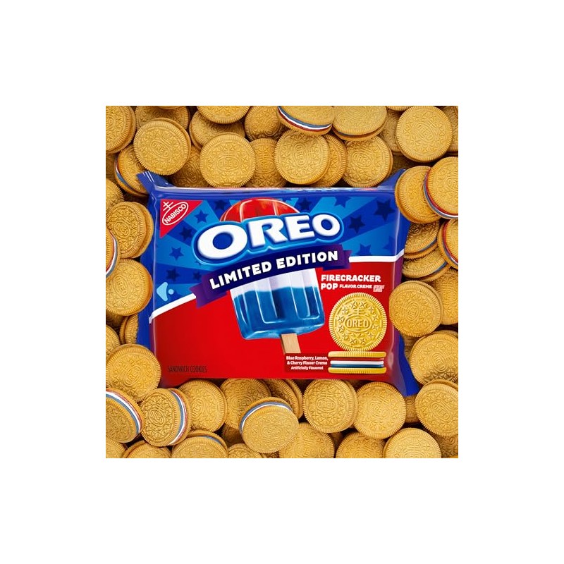 Oreo, Galletas Sandwich Edición Limitada Firecracker Pop con Crema Sabor