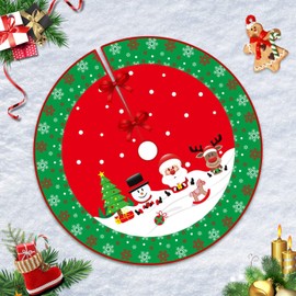 RUNMKUO Christmas Tree Skirt, 90 cm Christmas Tree Skirt, Red Knitted Christmas Tree Skirt, for Home, Christmas Party, Christmas Tree Decoration, Christmas Tree Skirt