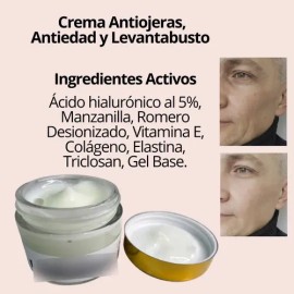 2 Cremas Facial Antiedad Y Antiojeras Con Ácido Hialurónico