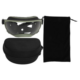 Large Dog Sunglasses UV Protection Windproof Dog Goggles for Skiing Travel Going Out Army Green Frame Gray Lenses