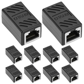 QWORK RJ45 Ethernet Coupler, 6-Pack Female to Female Inline Extender Adapter, Compatible with Cat8/Cat7/Cat6/Cat5e/Cat5