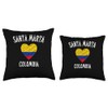 Colombia Flag Heart Santa Marta City Throw Pillow