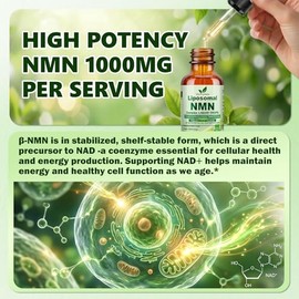 Suplemento NMN Gotas líquidas, Ultimate 12 en 1 NMN Beta 1000 mg con Quercetina TMG Resveratrol Coq10 Astaxantina para Anti Envejecimiento Energía e I
