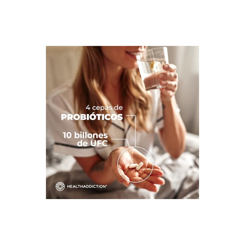 HEALTHADDICTION - Probióticos y Prebióticos Fórmula Avanzada con 4 Cepas