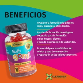 Multi Gomi Kids Multivitamnico y Multimineral para Nios Sabor Fresa  Vitaminas en Gomitas para Crecimiento, Energa y Defensas  Apoya Concentracin y...