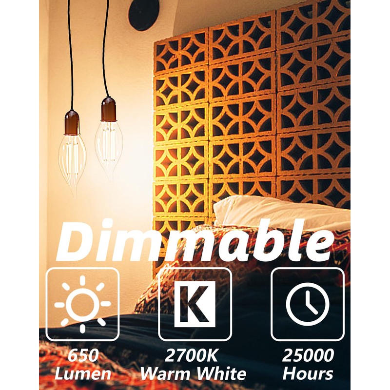 CYLYT Dimmable E12 Candelabra LED Light Bulbs 60 watt Equivalent,