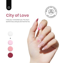 beetles Gel Polish 6 Pcs City of Love Collection 5 Colors Pink Rose Glitter Day Gel Polish & 1 Pcs White Liner Gel Soak Off Uv Lamp Nails Design Manicure Spring Gifts for Women