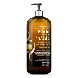 Majestic Pure Biotin Shampoo - Champú voluminizador para la caída del cabello - con bloqueador DHT-3 - Hidratante y nutritivo - Sin sulfato para hombr