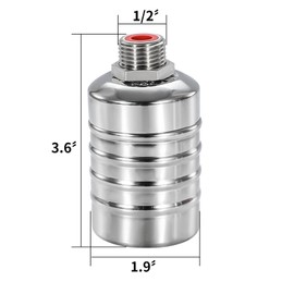 1/2 Inch Water Float Valve 304 Stainless Steel Automatic Water Level Control Valve No Need Electricity Water Level Controller Valve Auto Fill Shut Off Mini Float Valve for Water Tank,Pool,Pond,Tower