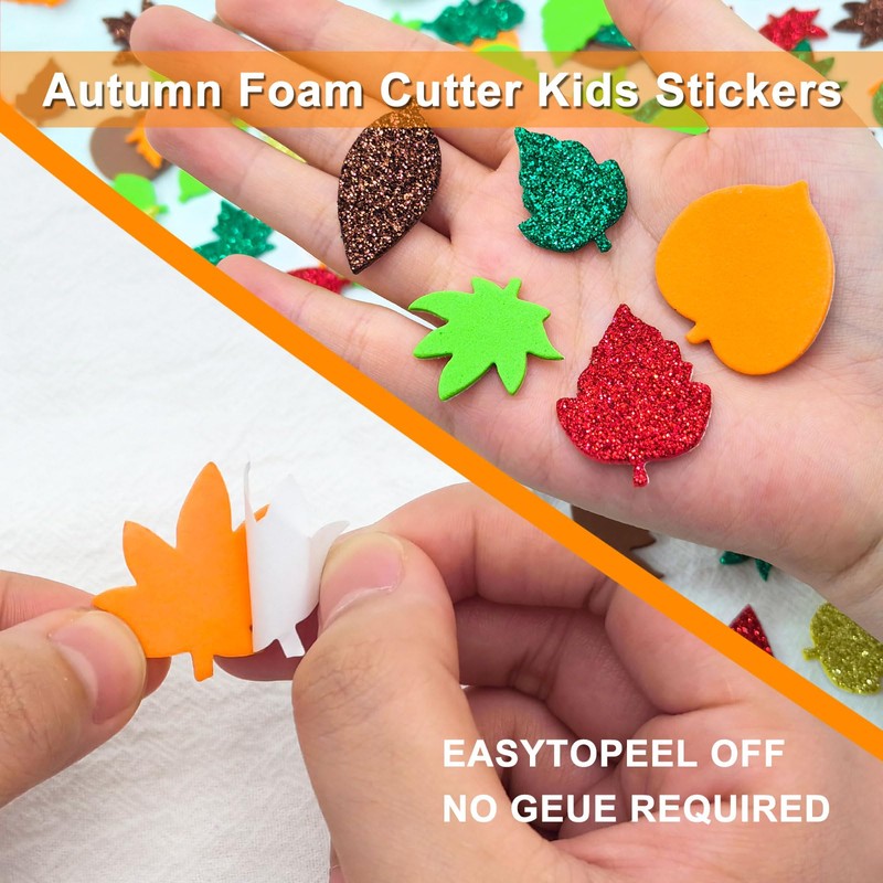 150Pcs Autumn Leaf Felt Stickers, Autumn Leaf Foam Cutter Stickers