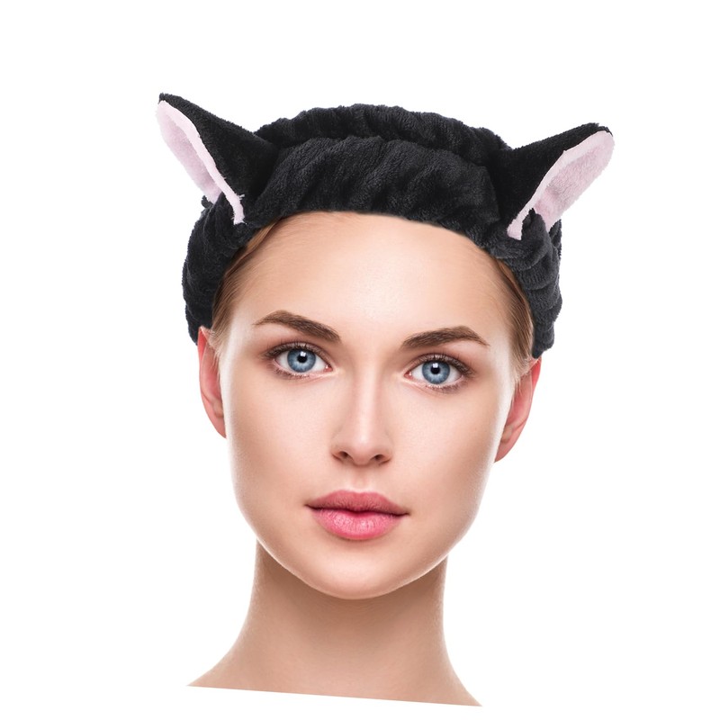 Healeved 4pcs Cat Ears Makeup Head Wraps Comfortable Elastic Headbands