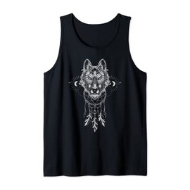 Wolf, dream catcher, magic figures, boho bohemian Tank Top