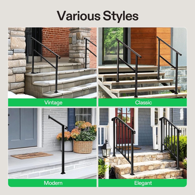 VIVOSUN Outdoor Handrail, 2 Step Stair Handrail, 22" x 39"