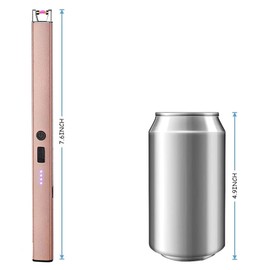 Electric Candle Lighter Windproof Flameless USB Rechargeable Lighter Arc Lighters for Kitchen Camping BBQ, Rose Gold
