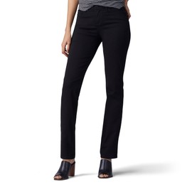 Lee Women's Ultra Lux Comfort with Flex Motion Straight Leg Jean Black 10 Medium