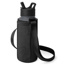 Simple Modern Water Bottle Sling Bag with Adjustable Strap and Pocket | Bottle Holder for Walking, Hiking and School | Adventure Sling | Medium | Midnight Black