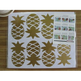 Melissalove Set of 32 Pcs Pineapple Wall Stickers for Kids Room Cute Gold Pineapples Wall Decal Vinyl Art Decor Mural Removable A748 (Gold)