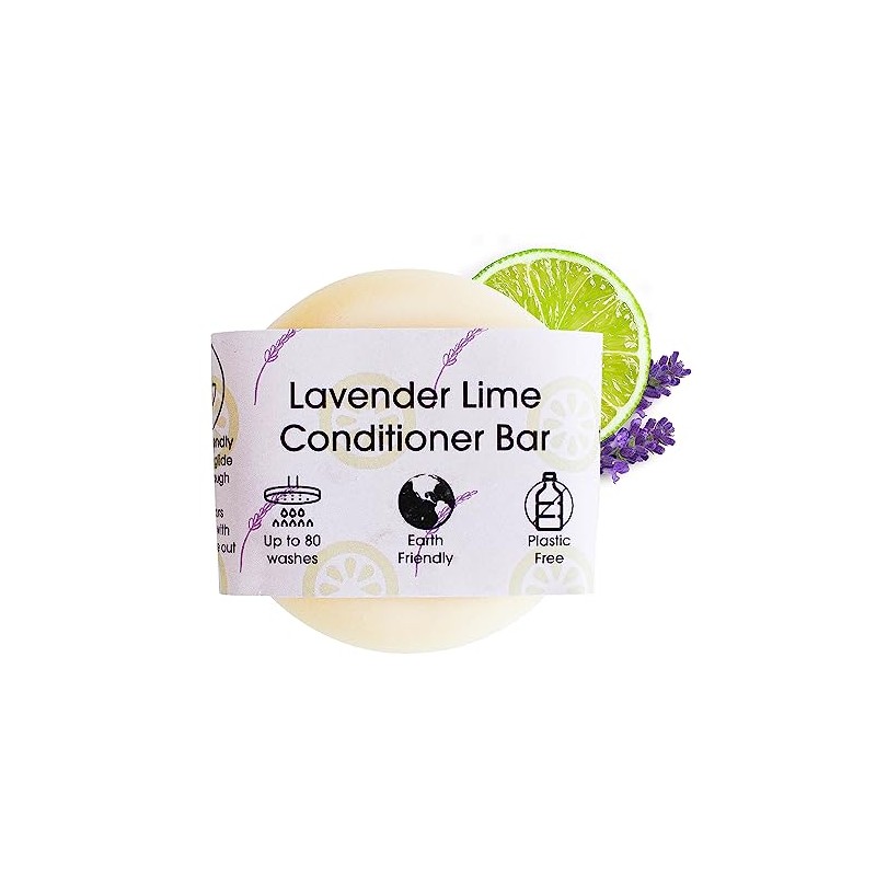 Natural Lavender Lime Hair Conditioner Bar, Handcrafted with Essential Oils,