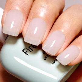 Firedeep Jelly White Gel Nail Polish, Nude Milky White Gel Polish UV Soak Off Translucent Milky White Nail Polish for French Manicure DIY at Home 0.54 Fl Oz