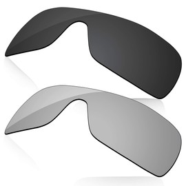 LenzReborn High-impact Polarized Lens Replacement for Oakley Batwolf OO9101 Sunglass - Dark Black+Silver Chrome