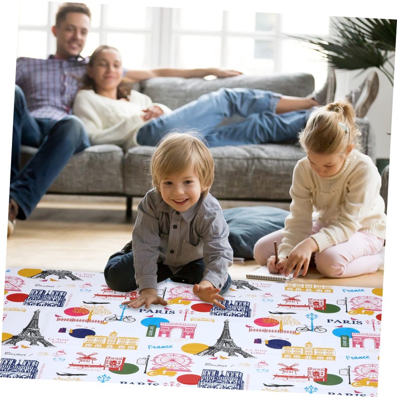 SHOWERORO Waterproof Peva Fabric Tablecloths Painting for Kids France Pattern