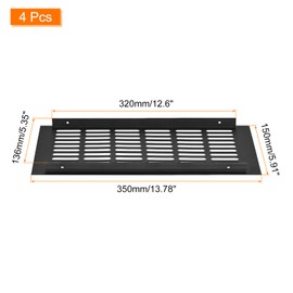 uxcell 4pcs Rectangle Ventilation Grille Aluminum Alloy Mesh Air Vent Cover, 350x150mm