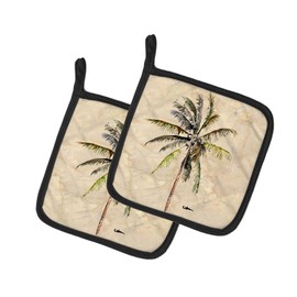 Caroline's Treasures 8482PTHD Palm Tree Pair of Pot Holders Kitchen Heat Resistant Pot Holders Sets Oven Hot Pads for Cooking Baking BBQ, 7 1/2 x 7 1/2