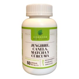 Té CORAZON DE MI TIERRA verde en cápsula JENGIBRE, CANELA, MATCHA Y CURCUMA 100 g 60 u