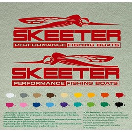 Pair 12" Skeeter Performance Compatible Replacement Decals *Red* Vinyl Stickers Boat Outboard Motor Set of 2