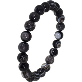 Shinjuku Ginnokura Hematite Bracelet, 0.3-inch (8 mm) Beads, 6.5-7.9" (16.5-20.5 cm) S-LL, Agate