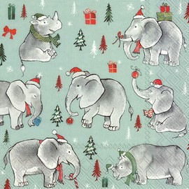 Boston International IHR 3 Ply Cocktail Napkins 5" x 5" Wild Christmas Light Blue