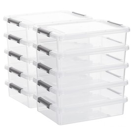 Citylife 10 PCS Plastic Storage Bins with Latching Lids Portable Project Case Clear File Box Stackable Storage Containers for Organizing A4 Paper, Photo, Document, Scrapbook