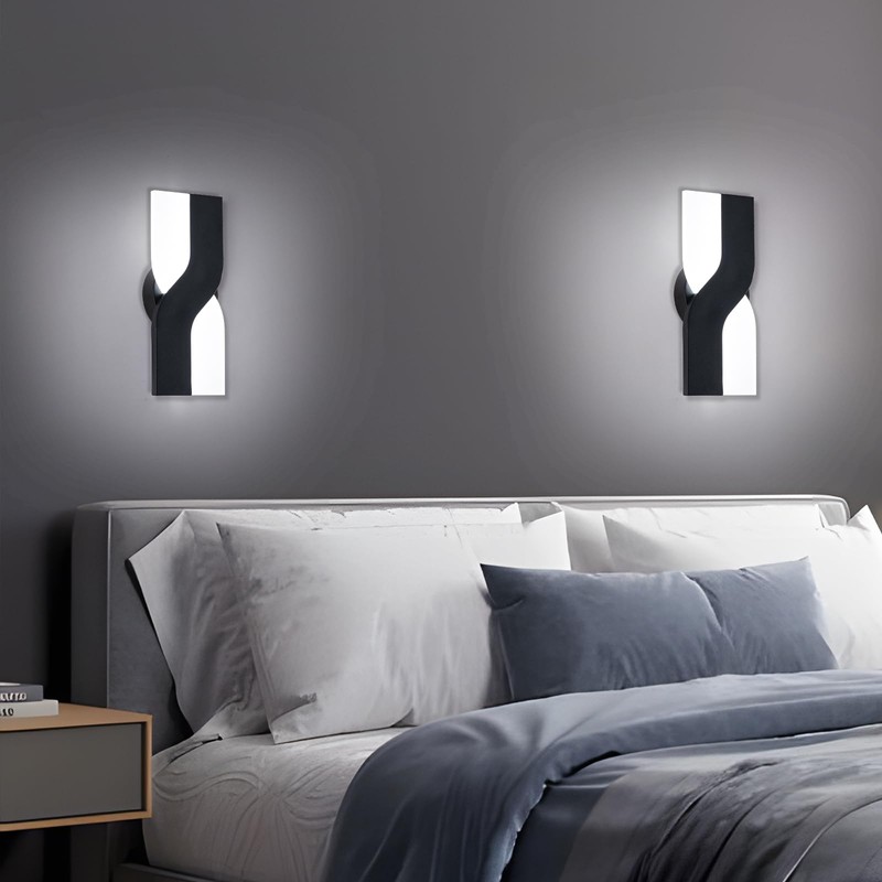 JERANDO Modern LED Wall Sconce, 8W Acrylic Indoor Black Wall