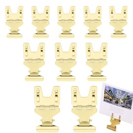 CHANJIF Card Clips, Price Tag, Display Stand, Pop Stand, Adjustable Angle, Anti-Slip, Commercial Use, Business Cards, Store Supplies, Set of 10, Gold