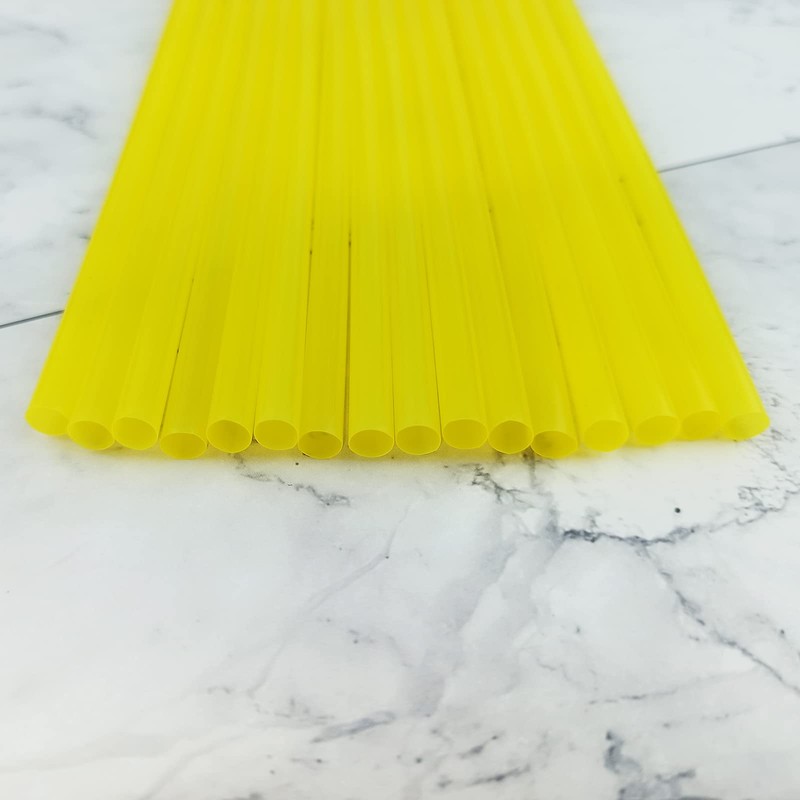 200PCS 10.2 Inches Disposable Decorative Yellow Plastic Straws for Birthday